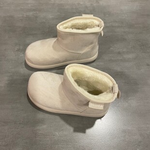 七七主人家 温柔风米白简约雪地靴女冬季加绒保暖百搭短筒女棉靴