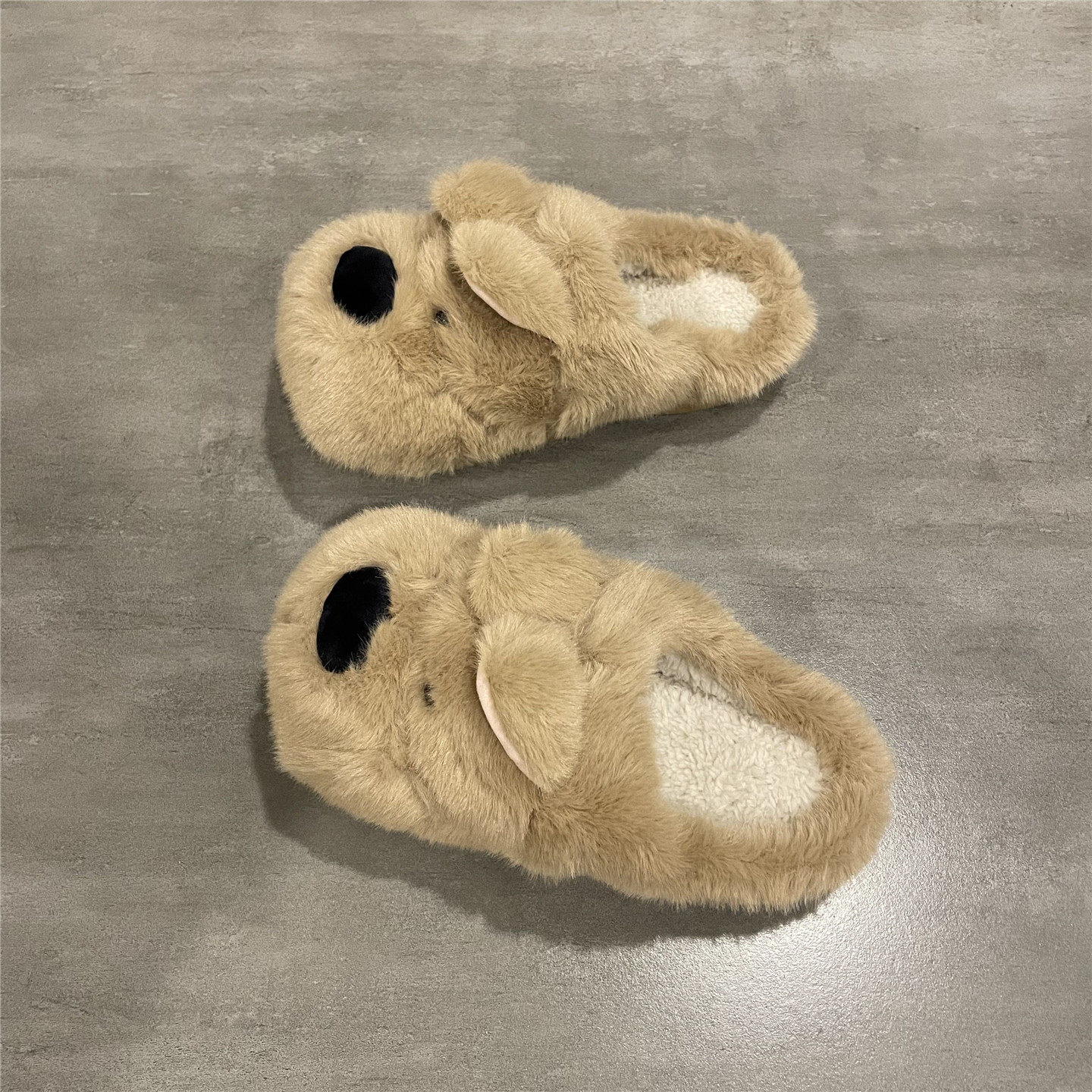 卡通毛绒小狗棉拖鞋女秋冬