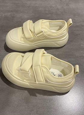 七七主人家 鞋子女2025春季新款奶黄色ins风板鞋女款厚底小众百搭