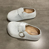 女懒人半拖一脚蹬厚底勃肯鞋 外穿凉鞋 蓝色多巴胺夏季 七七主人家