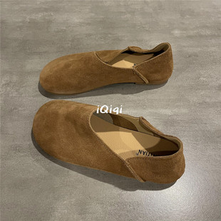 七七主人家 复古勃肯鞋休闲一脚蹬单鞋2024秋季新款平底拖鞋女鞋