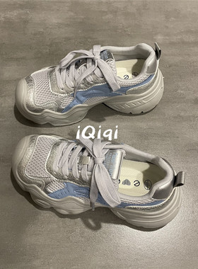 七七主人家 银灰色潮酷老爹鞋女ins风厚底运动鞋女款学生韩版百搭