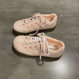 七七主人家 仙女风鞋子女搭配裙子好看的德训鞋巨百搭粉嫩少女鞋