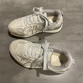 女加绒保暖德训鞋 七七主人家 女 女冬季 运动鞋 银灰色时尚 休闲棉鞋