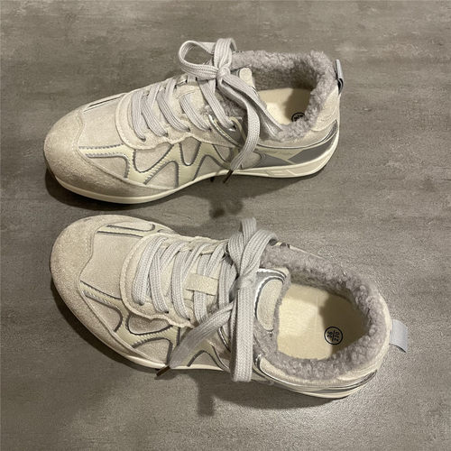 冬季运动鞋女加绒保暖德训鞋