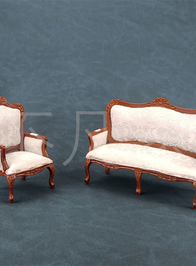 新 娃屋家具迷你沙发微缩模型1比12分复古场景家居装饰手工木制品