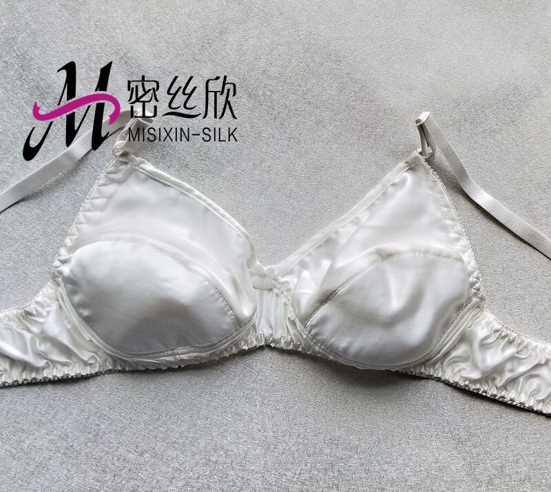 轻薄真丝文胸内衣双层睡眠无海绵