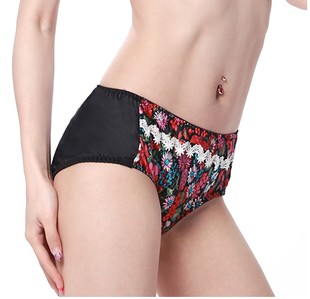 肤色玫瑰女三角裤 内裤 优质弹力真丝女式 定位花漂女短裤 贝女梦