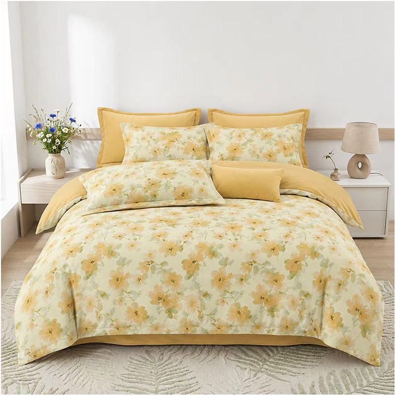 多喜爱美眠康冬季暖绒四件套专柜正品 牛奶绒雕花绒床品 橙香花海