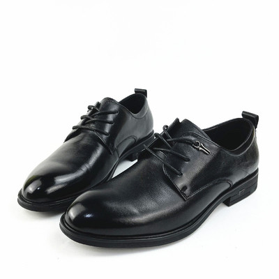 冰洁男鞋2024春季新款单鞋真皮低跟德比鞋系带正装皮鞋潮72002-2