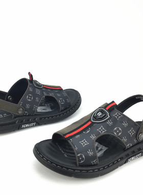 冰洁男鞋2023夏季新款凉拖鞋真皮平跟软底沙滩鞋男士两用鞋528121