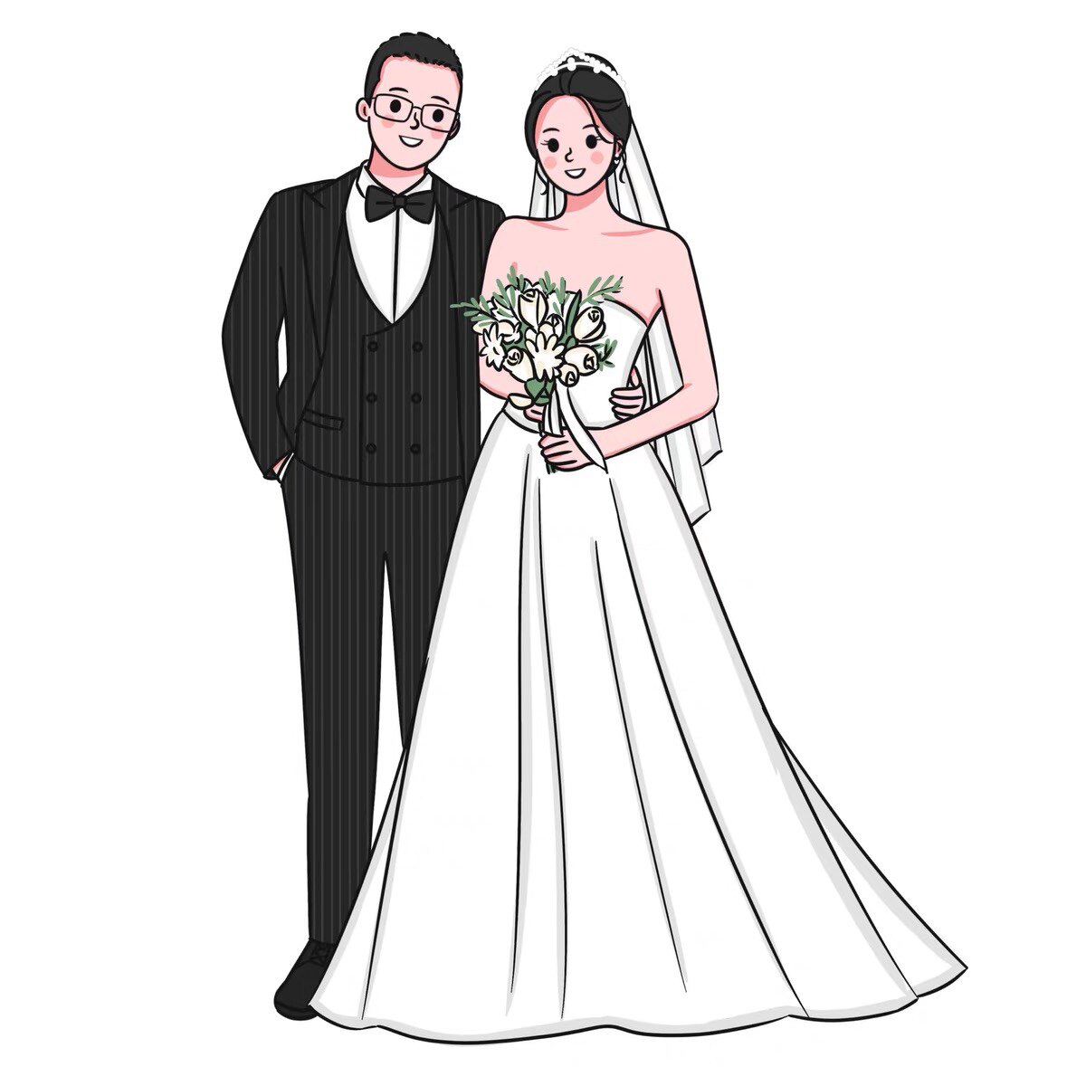 婚礼手绘手机壳定制手绘n头像Q版情侣彩定制卡通人卫衣定制图案定