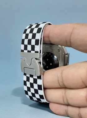 适用苹果applewatchs11S1098手表带42mm46降落伞表扣ultra2绿红绿