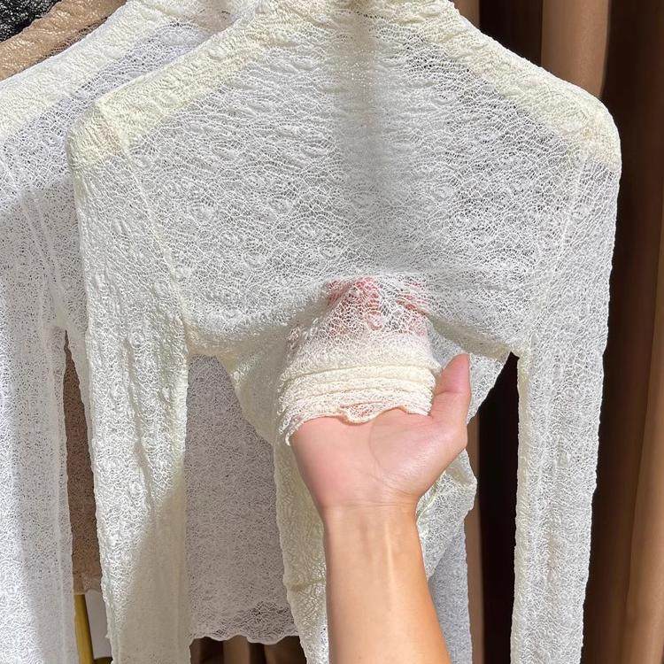 高领蕾丝毛衣叠穿内搭小衫2024秋冬新款镂空上衣高级感网纱打底衫,女装/女士精品,蕾丝衫/雪纺衫,淘宝优惠券,粉丝福利购,淘宝优惠卷