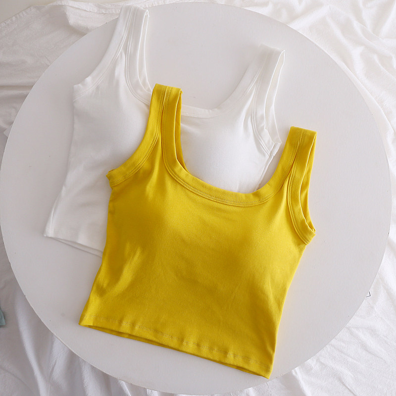 露背上衣女性感吊带女外穿短款高腰露脐带胸垫美背内搭打底背心夏