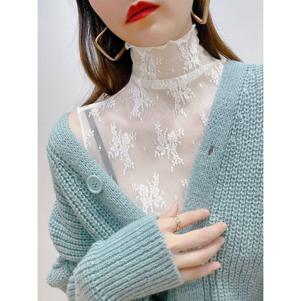 假领子女百搭秋冬2025新款无袖背心蕾丝打底衫女毛衣内搭装饰领子