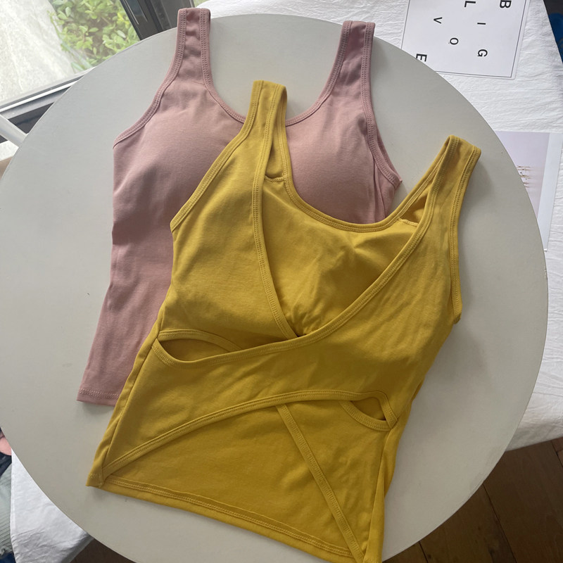 小吊带背心女夏带胸垫内搭外穿美背文胸一体内衣打底白色抹胸上衣