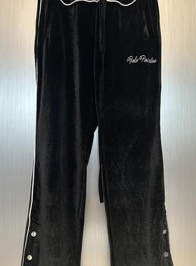 实体现货 False Perception Trousers 侧排扣条纹黑丝绒长裤