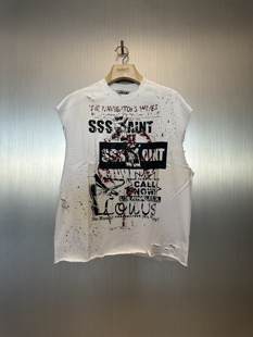 实体现货 Sssaint Louis 手工泼墨涂鸦做脏水洗做旧破坏背心