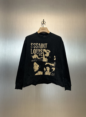 实体现货 Sssaint Louis 人像爱心涂鸦长袖T恤街头破坏上衣
