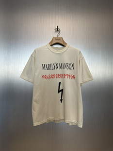 谢霆锋同款 实体现货 曼森闪电箭头复古水洗短袖 Perception False