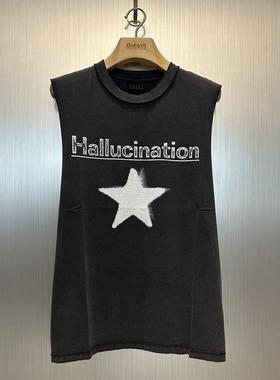 实体现货 False Perception Vest 五星刀割水洗黑坎肩背心