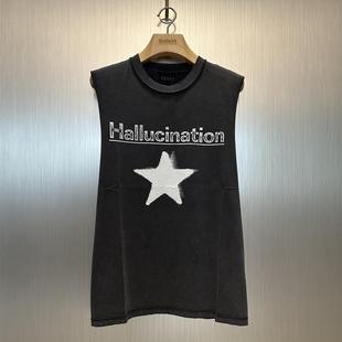 Vest Perception 五星刀割水洗黑坎肩背心 False 实体现货