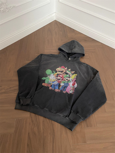 水洗做旧褪色卡通马里奥连帽衫 Perception 卫衣 False 实体现货