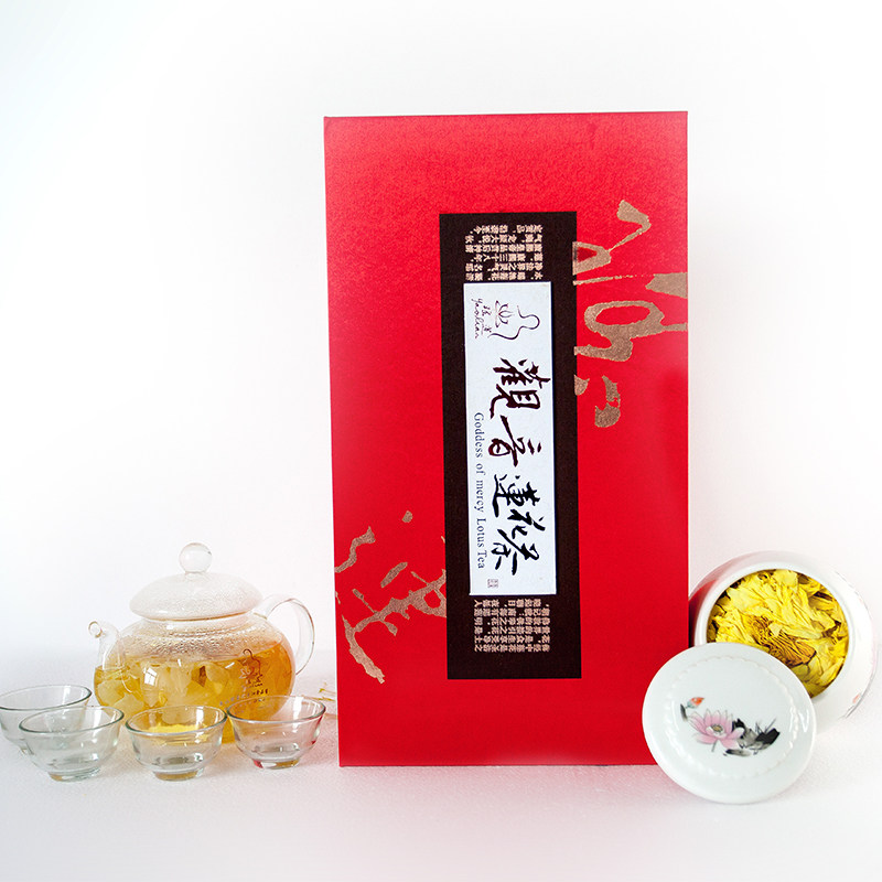 舟山特产瑶莲观音莲花茶 普陀山一路莲发20朵伴手礼 送套装茶具