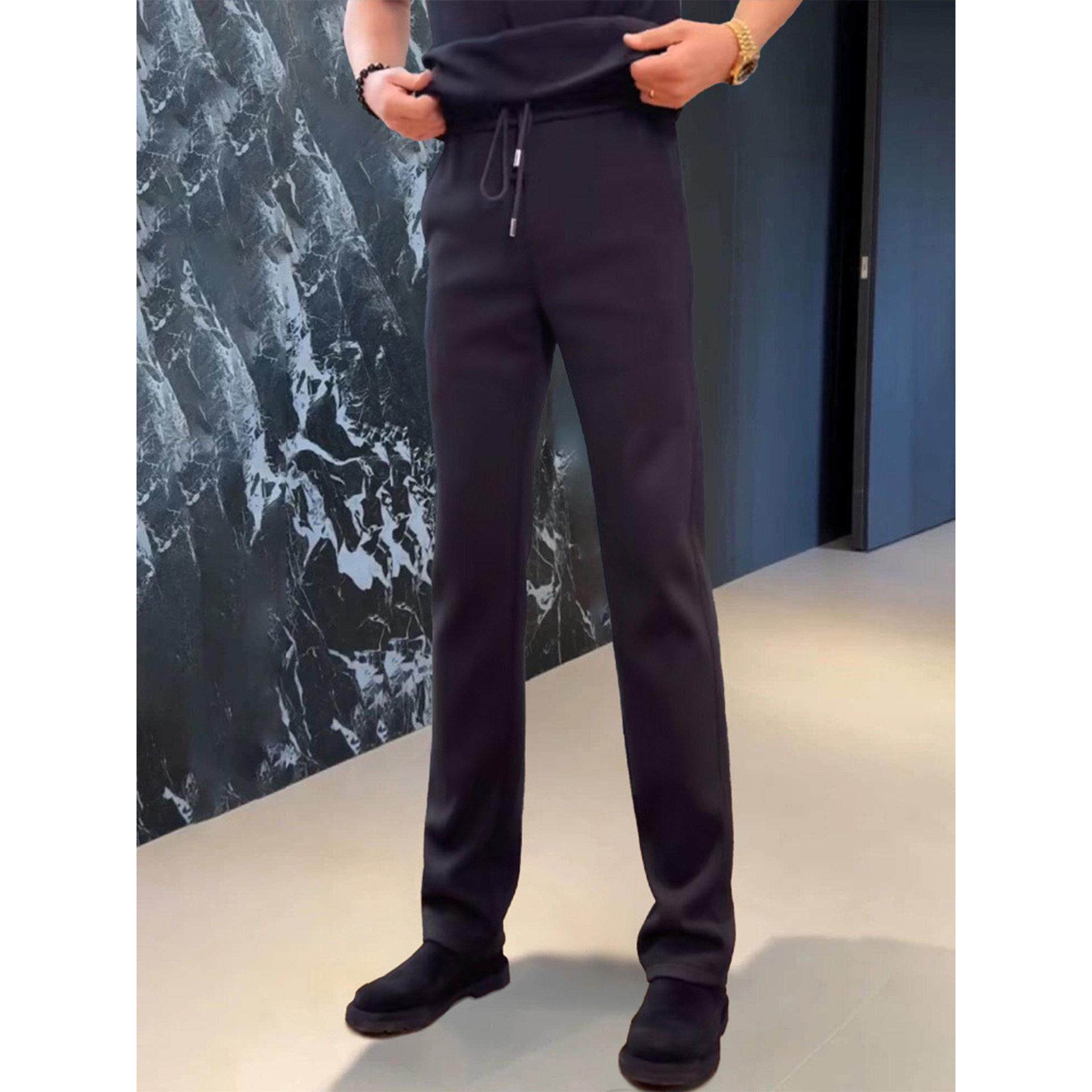 2025欧货男士直筒休闲裤秋季极简百搭商务长裤子潮流纯色修身卫裤