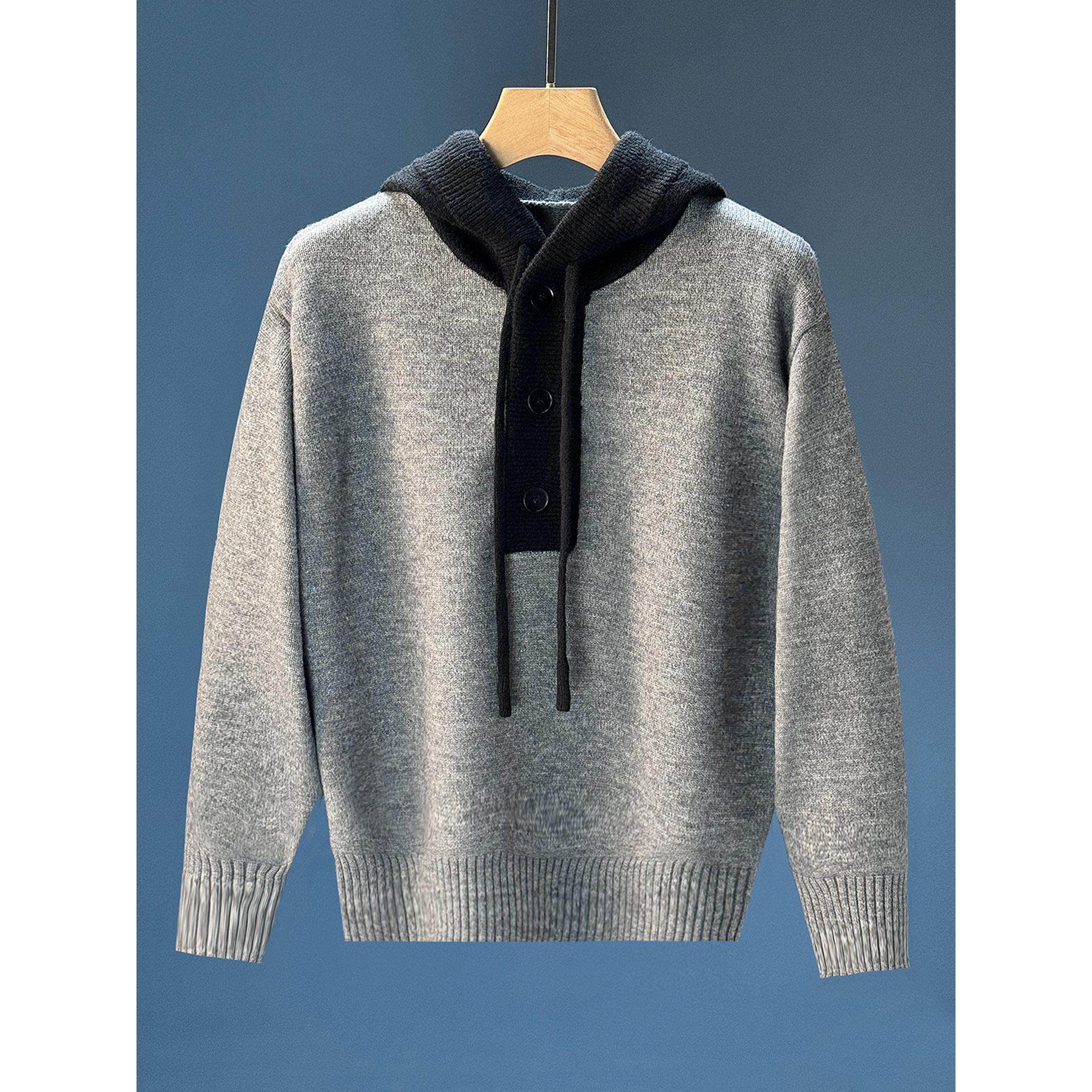 轻奢慵懒设计感连帽毛衣男套头秋冬季宽松加厚保暖针织衫卫衣上衣,男装,针织衫/毛衣,淘宝优惠券,粉丝福利购,淘宝优惠卷