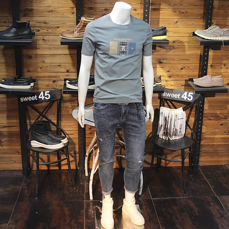 潮牌男士潮流印花短袖t恤衫时尚夏季新品男装青年半袖体恤上衣服