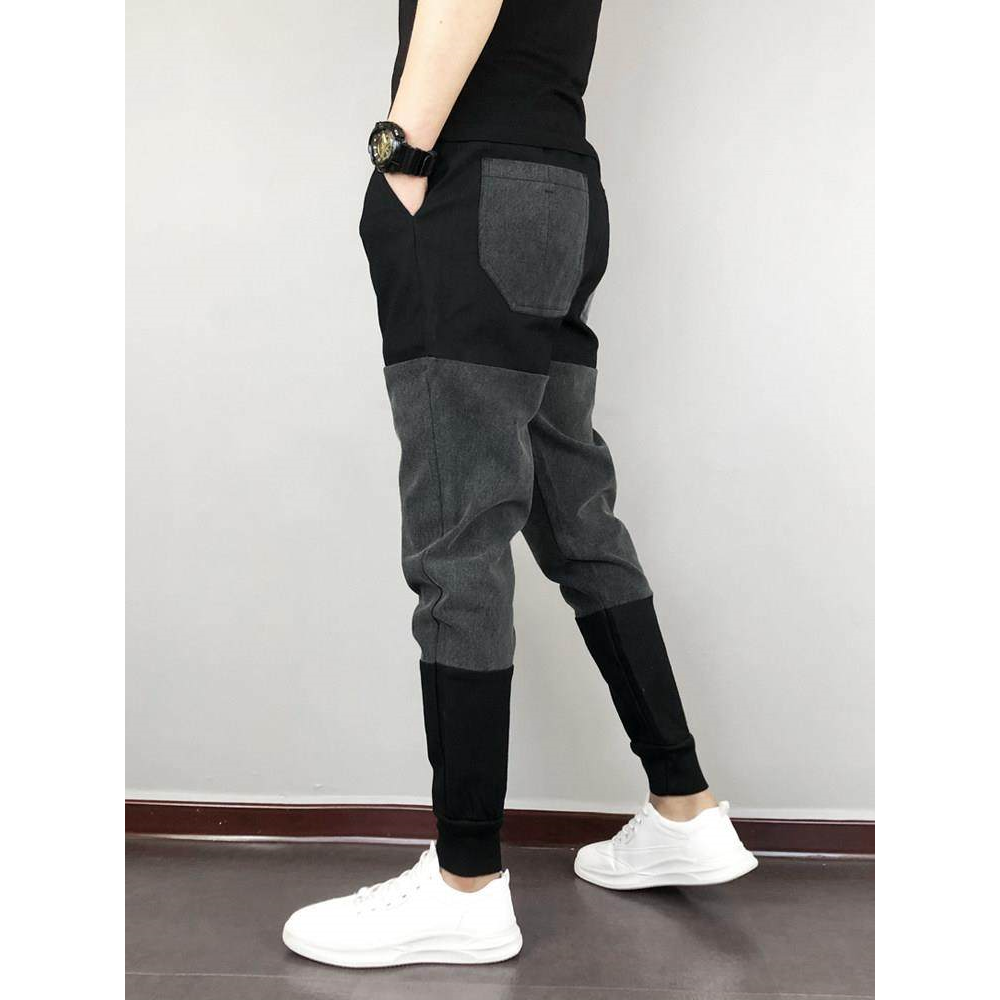 秋冬季新款拼接百搭束脚休闲裤子男士弹力网红修身九分运动卫裤,男装,休闲裤,淘宝优惠券,粉丝福利购,淘宝优惠卷