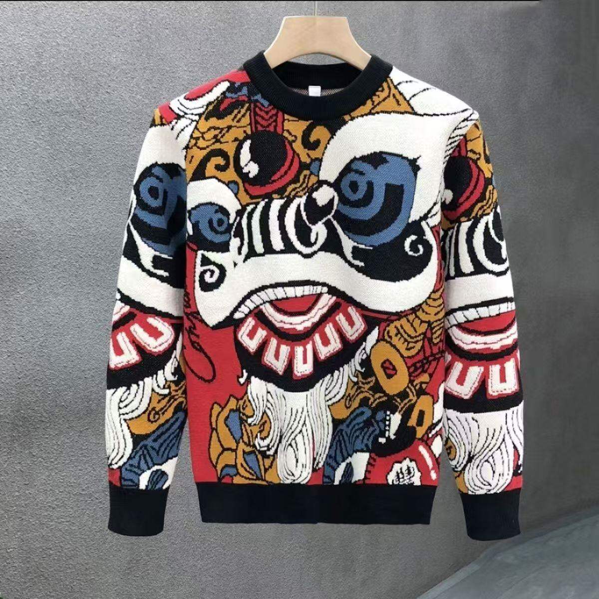 轻奢醒狮国潮男女款潮牌秋冬季加厚新款潮流男士保暖打底衫卫衣