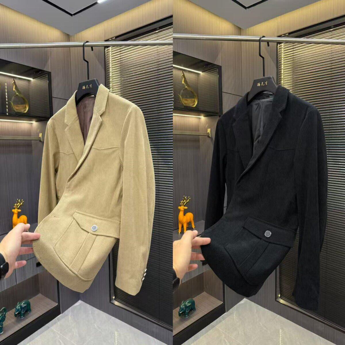 潮流休闲帅气条纹西服外套