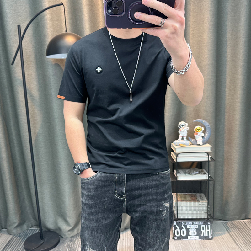 潮牌短袖t恤男夏季新款高端欧货宽松半袖体恤衫男装简单简欧上衣