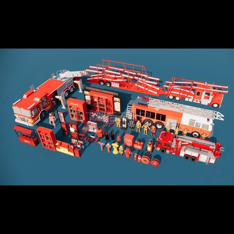 现代消防栓灭火器 消防站 消防设备 消防设施 草图大师SU模型