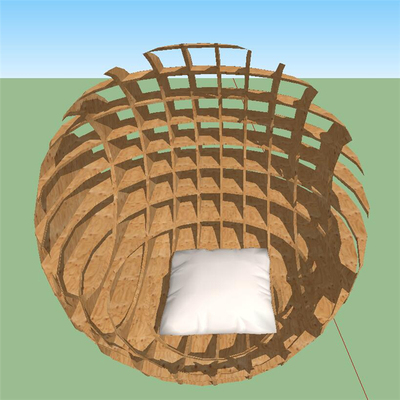 SU1661 草图大师 球体景观椅子 现代特色木椅 SU模型 sketchup