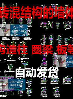 砖混结构的墙体、构造柱、圈梁、板等加固节点大样结构cad图纸