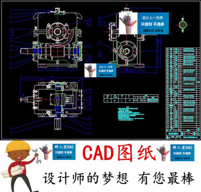 CAD208 减速器涡轮蜗杆涡轮轴端盖通盖链轮等零件CAD图纸全套图纸