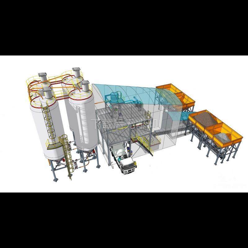 现代机械设备 水泥厂冷却塔 沙子 混凝土搅拌车草图大师SU模型