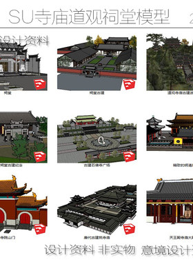 SU模型寺庙塔道观祠堂建筑舍利殿古建筑佛光寺寺院广场草图大师