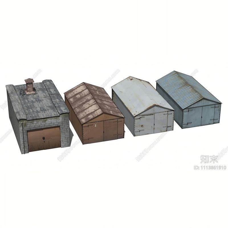 工业仓库 铁皮厂房 旧储藏房 破旧房屋 出租房草图大师SU模型