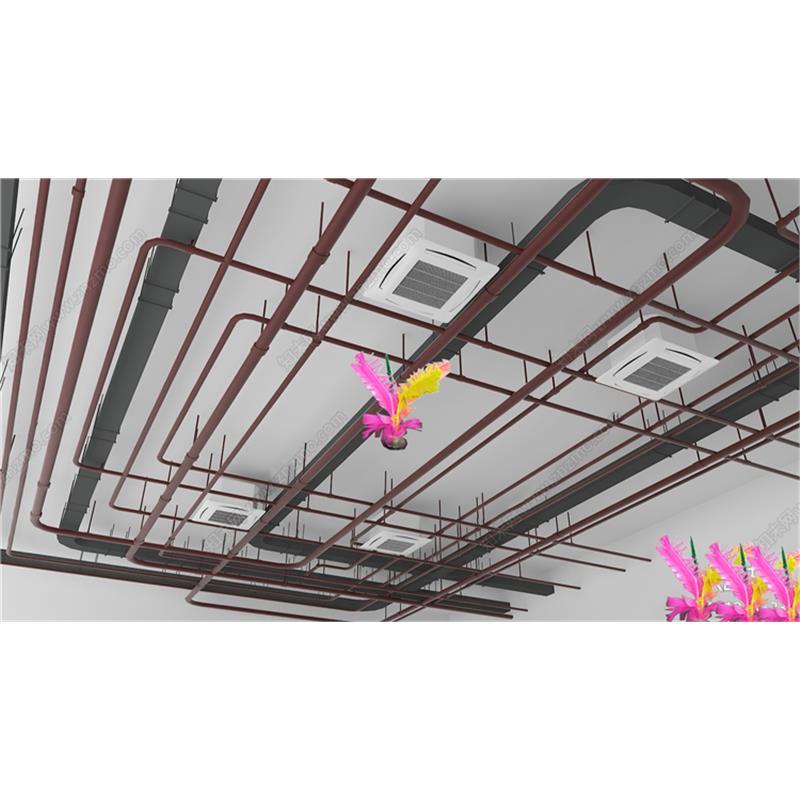 草图大师1604 工业风吊顶 通风管道 喷淋管道 消防管道 SU模型