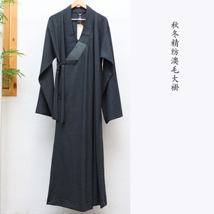 春秋冬僧服2025新款澳州羊毛僧人大褂深灰色长衫长褂抗皱和尚僧衣