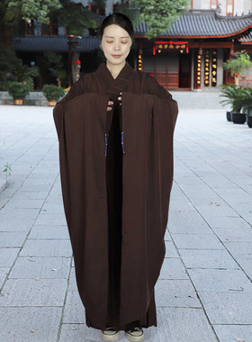 了尘僧服广袖海青真丝