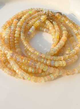 金光灿灿好火彩！天然黄色底欧泊14K包金手链送女生十月生辰石