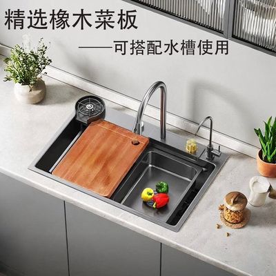 专用厨房卡水槽菜板355/35.5双面菜板榆木实木厨房砧板抗菌