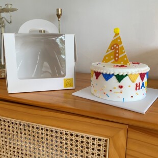 韩版 开窗蛋糕盒4寸 6寸 8寸烘焙包装 加厚纸质蛋糕盒 手提蛋糕盒