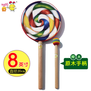 8寸棒棒糖鼓奥尔夫乐器手鼓打击乐器幼儿童手敲鼓益智类木玩具鼓